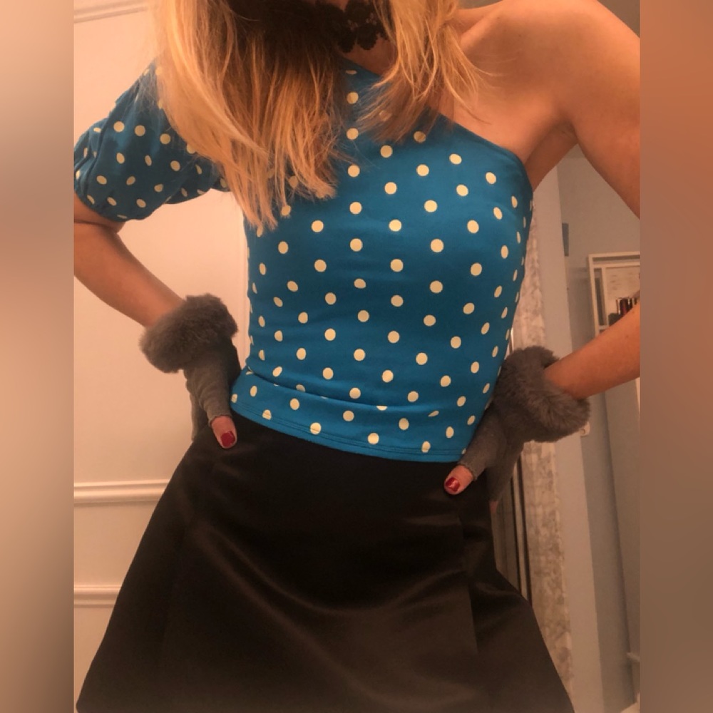 Zara polka dot asymmetric top